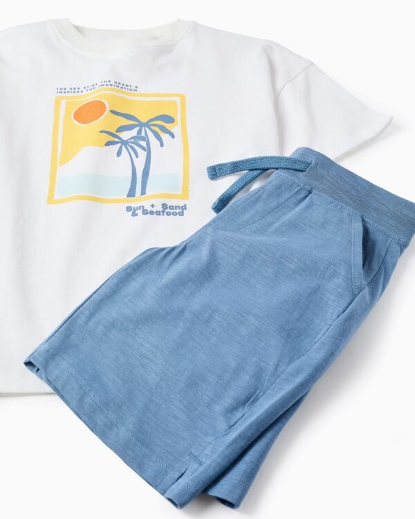 ΣΕΤ ΠΑΙΔΙΚΟ T-SHIRT+ΒΕΡΜΟΥΔΑ ΕΚΡΟΥ/ΜΠΛΕ - Image 3
